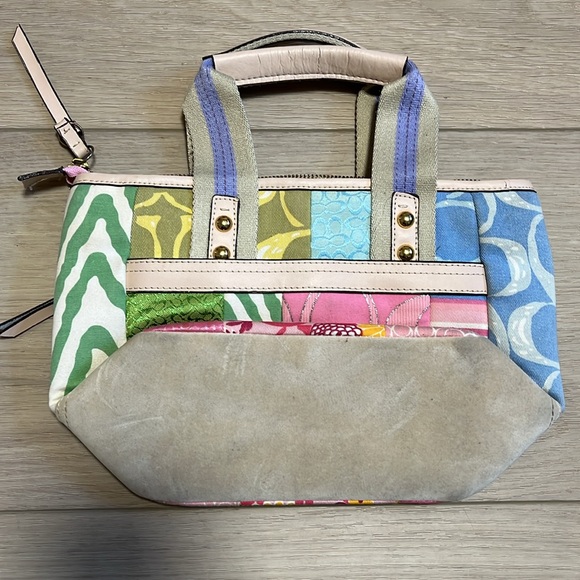 Y2K Style Colorful Patchwork Small Handbag Purse Bag Canvas Fabric - Picture 2 of 11